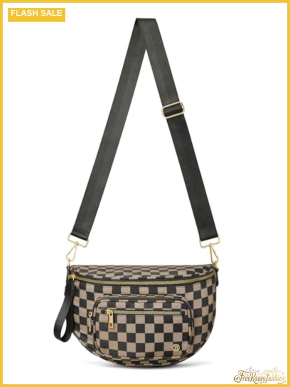 Vegan Leather Checkered Crossbody Bag with RFID Blocking, Large Capacity for